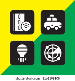 4 car icons in vector set. radar, trip, traffic and taxi illustration for web and graphic design