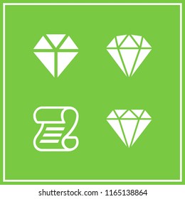 4 carat vector icon set with folded certificate and diamond icons for mobile and web
