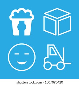 4 cardboard icons with package and forklift in this set
