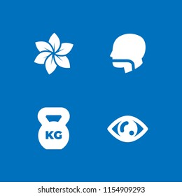 4 care icons in vector set. weight, garden, eye and mouth illustration for web and graphic design