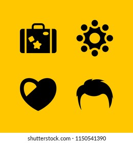 4 career icons in vector set. human, interview, surgery and trip luggage illustration for web and graphic design