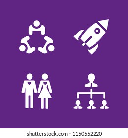 4 career icons in vector set. rocket, human, boss and meeting illustration for web and graphic design