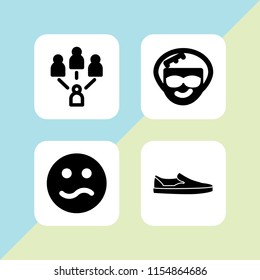 4 casual icons in vector set. confused, group, sneakers and afro illustration for web and graphic design