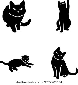 4 Cat glyph vector icons