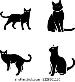 4 Cat glyph vector icons