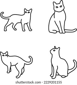 4 Cat outline vector icons