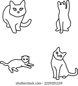 4 Cat outline vector icons