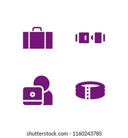 4 caucasian icons in vector set. trip, safety seat, pool and support illustration for web and graphic design