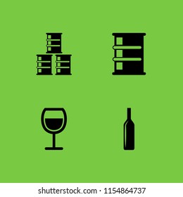 4 cellar icons in vector set. barrel and wine illustration for web and graphic design