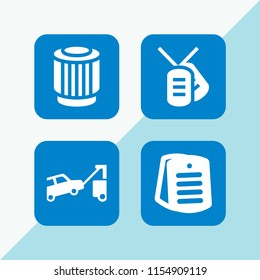 4 chain icons in vector set. dog tag, pulley, necklace and tow illustration for web and graphic design