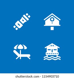 4 chair icons in vector set. safety seat, furniture and household, sunbed and resort illustration for web and graphic design