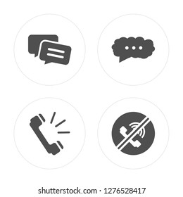 4 Chat, Phone call, End call modern icons on round shapes, vector illustration, eps10, trendy icon set.