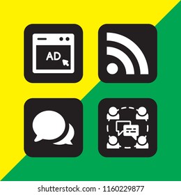 4 chatting icons in vector set. chat, blog and browser illustration for web and graphic design