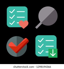4 check icons with loupe and checked in this set