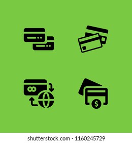 4 checkout icons in vector set. credit cards payment, credit cards, payment and credit card illustration for web and graphic design