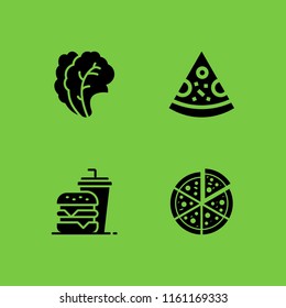 4 cheese icons in vector set. burger, pizza and salad illustration for web and graphic design