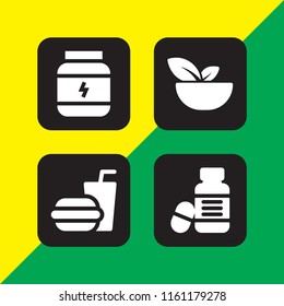 4 cheese icons in vector set. protein, salad, burger and vitamin illustration for web and graphic design