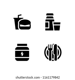 4 cheese icons in vector set. protein, lunch, sandwich and diary product illustration for web and graphic design