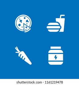 4 cheese icons in vector set. pizza, protein, salad and burger illustration for web and graphic design