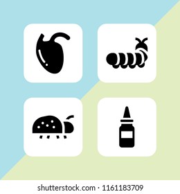 4 chemical icons in vector set. dropper, insect and biology illustration for web and graphic design