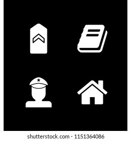 4 child icons in vector set. militar, military, school and home illustration for web and graphic design