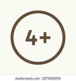 4+ Child-Friendly Icon - Preschool-Friendly Design, E for Everyone - Suitable for All Ages - Vector Illustration for Family-Oriented Content