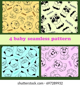 4 children seamless texture with animals