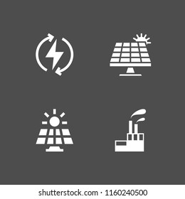 4 chimney icons in vector set. industrial building with contaminants and power illustration for web and graphic design