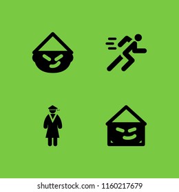 4 chinese icons in vector set. chinese man, asian and running illustration for web and graphic design