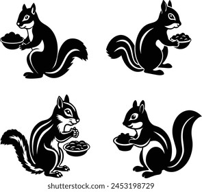 4 chipmunk logo icon vector illustration