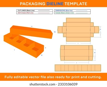 4 Chocolate Box With Lid  Insert Dieline Template