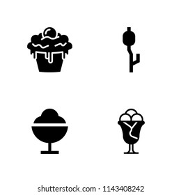 4 chocolate icon set with ice cream, marshmallow and cupcake vector illustration for graphic design and web