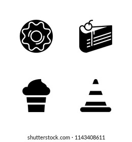 4 chocolate icon set with ice cream, doughnut and cone vector illustration for graphic design and web