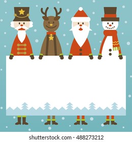 4 Christmas characters and message card