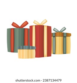4 christmas presents in red, green, and yellow illustration vector perfect for gift