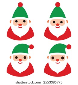4 christmas santa claus vector art illustration on white background