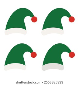 4 christmas santa hat vector art on white background