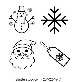 4 christmas set vector icon isolated on white backgroun, vector illustration, winter season, christmas 