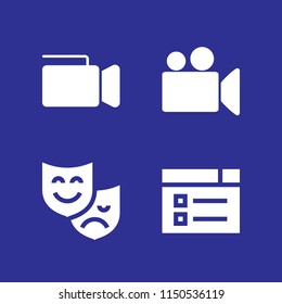 4 cinema icons in vector set. theater, video web and video camera illustration for web and graphic design