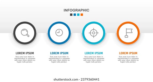 4 circle element infographic steps or an option to success. Vector illustration.