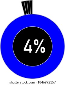 4% circle percentage diagram for web design, user interface (UI) or infographic - indicator with blue and black
