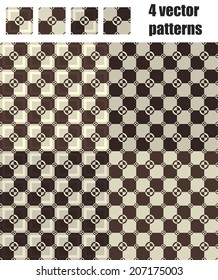 4 circle and square patterns set in brown color
