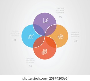 4 circle ven diagram colorful presentation business infograph