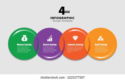 4 enlaces de círculos conectados a la cadena horizontal