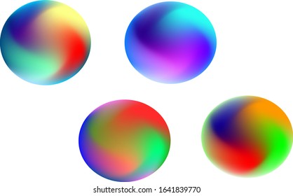 4 circles on a white background, with bright iridescent colors