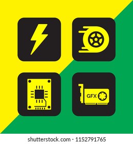 4 circuit icons in vector set. ssd, hardware, racing and flash illustration for web and graphic design