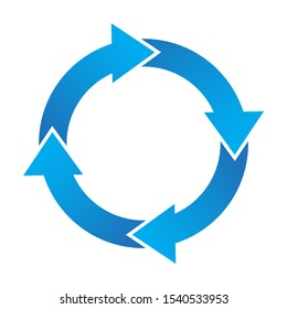 4 circular blue arrow. paradox plot. mutual benefit. modern design with white isolated background.