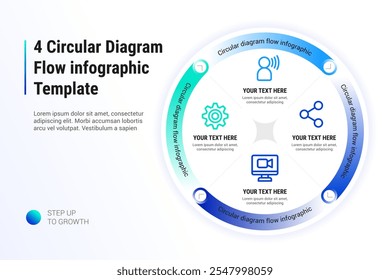 4 Circular Diagram Flow Infographic template