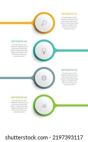 4 Circular Modern Colorful Step Infographic, Vector Infographic Template In The Form Of Circle. Line Design EPS 10 