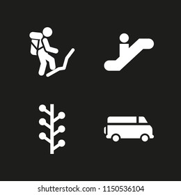 4 city icons in vector set. stair, backpack, internet and bus illustration for web and graphic design